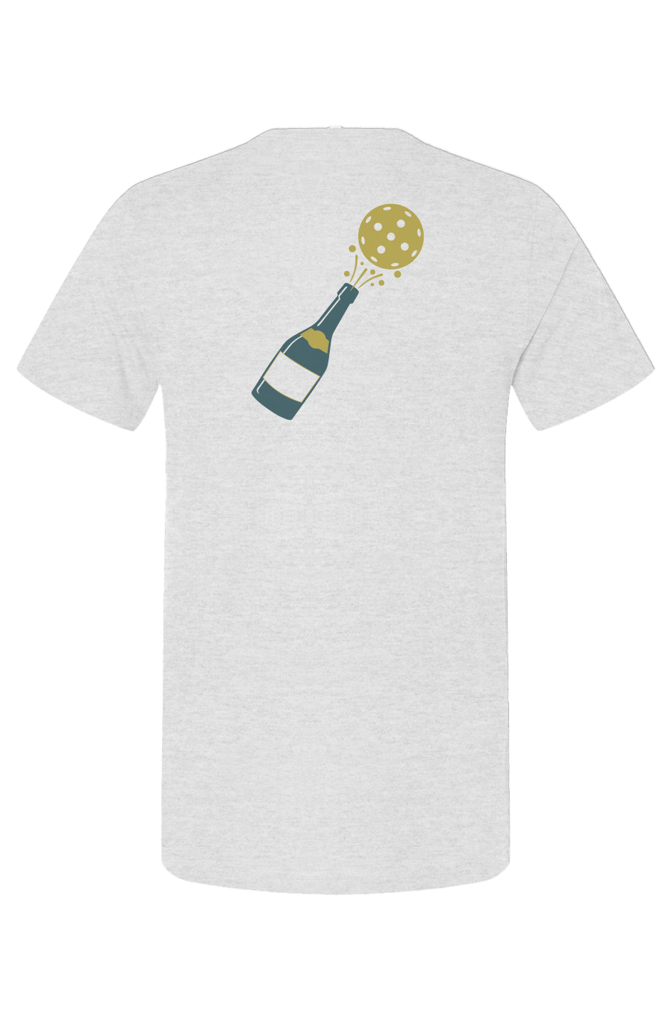 Mens Unisex Champers Classic Center Front Bottle on Back Casual T-Shirt