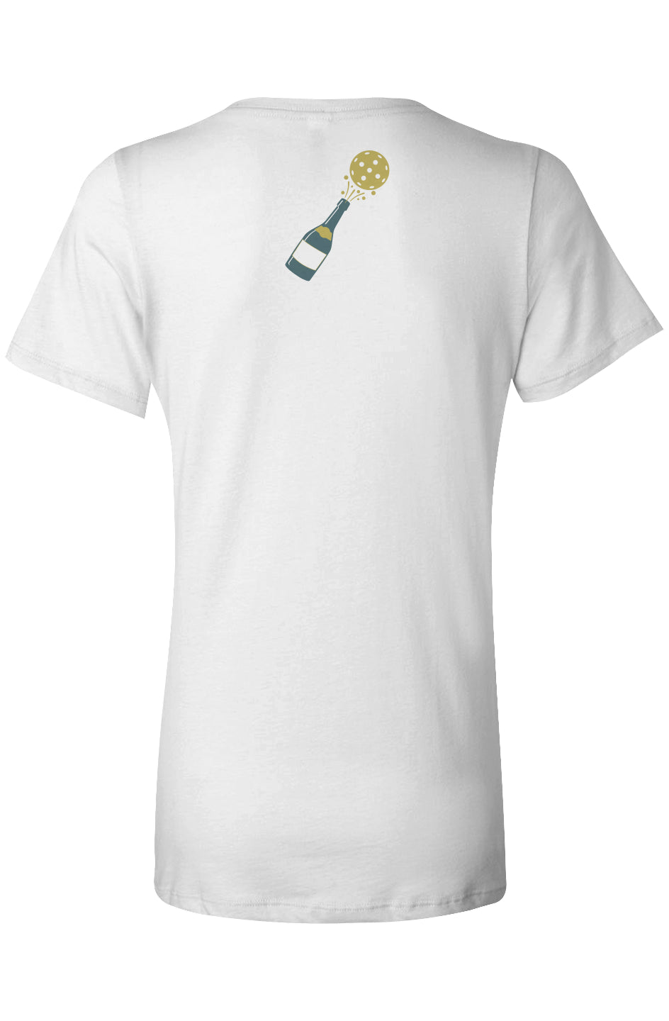 Women’s Casual Rainbow Dinking & Clinking V-Neck Tee - White