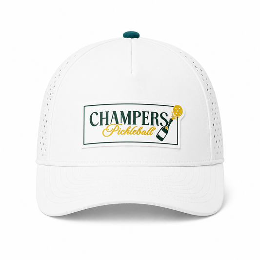 Performance Pickleball Hat Rubber Champers Logo White