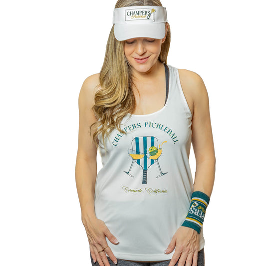 Performance Pickleball Visor Rubber Champers Logo White