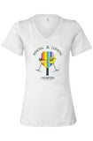 Women’s Rainbow Dinking & Clinking V-Neck Tee White