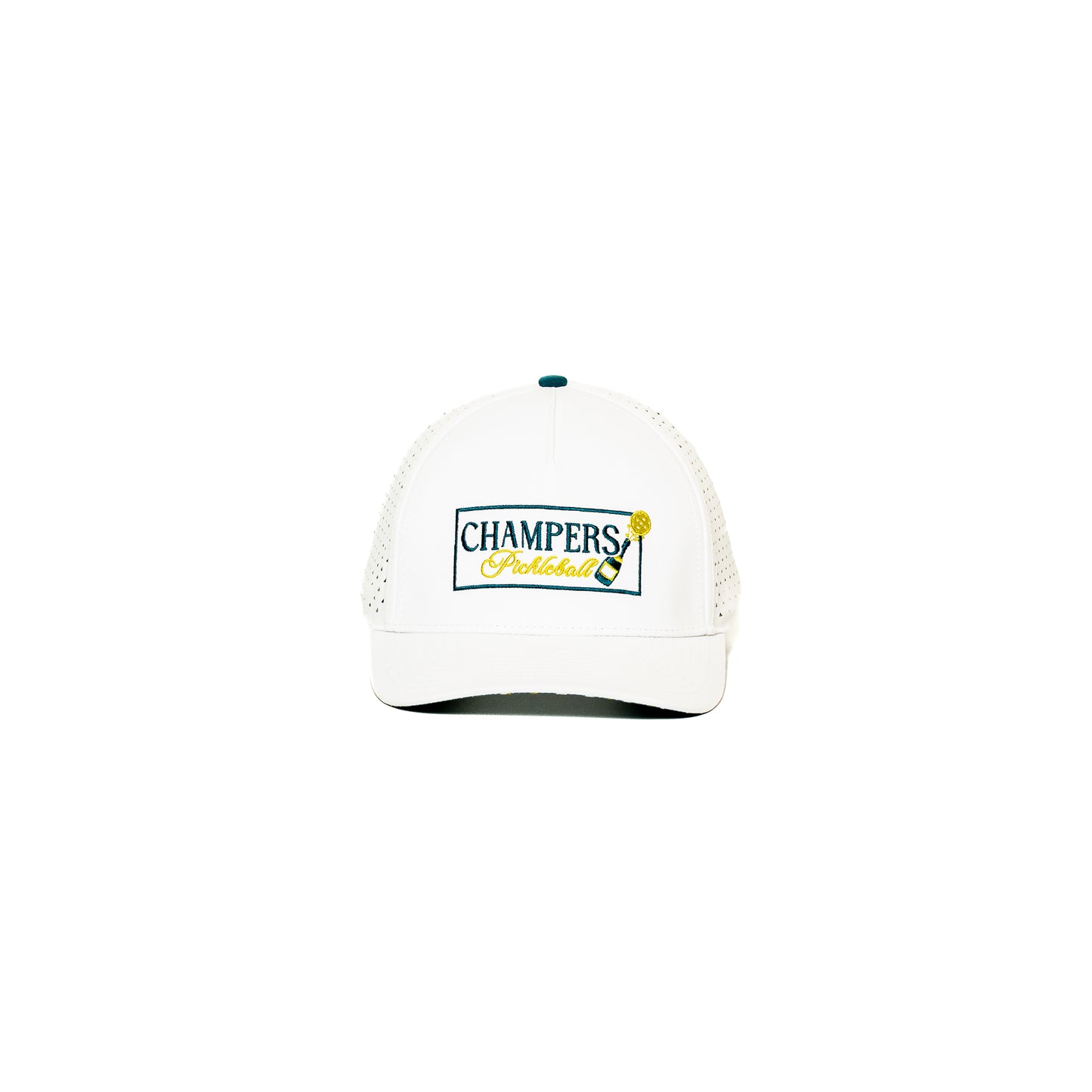 Performance Hat Embroidered Champers Logo White