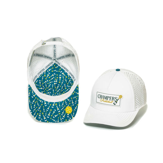 Performance Pickleball Hat Rubber Champers Logo White