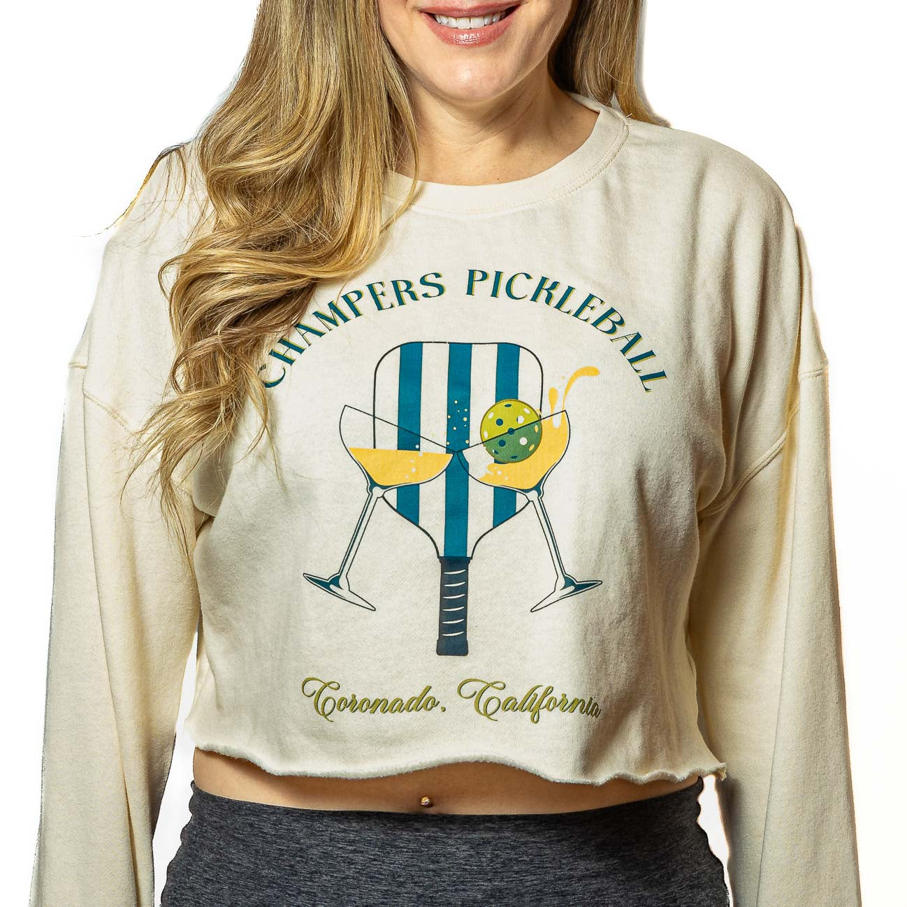 Women's Lightweight Cropped Crew Coronado Clinking Sweatshirt Bone Color