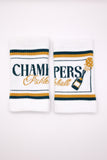 Retro-Style Double-Wide Wristbands Champers Logo White