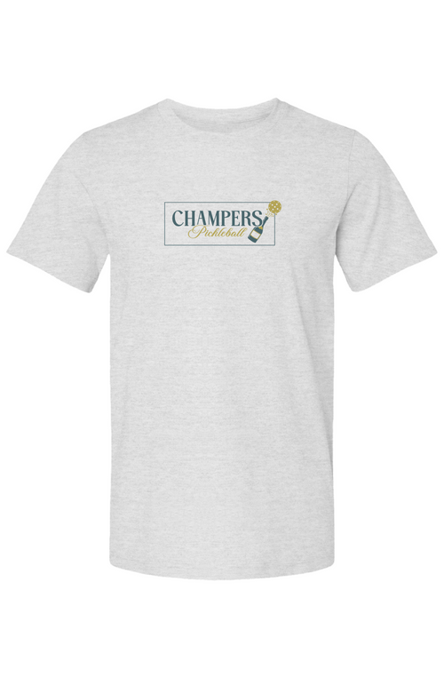 Mens Unisex Champers Classic Center Front Bottle on Back Casual T-Shirt
