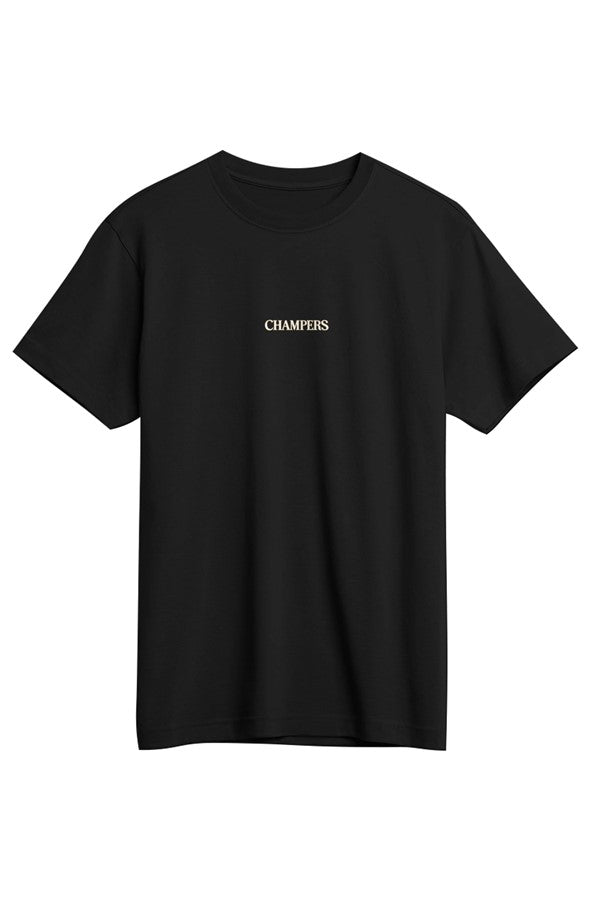 FINALE Supima Tee Black Champers White front Bott