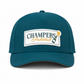 Champers dark green performance pickleball hat with rubber logo patch, front view