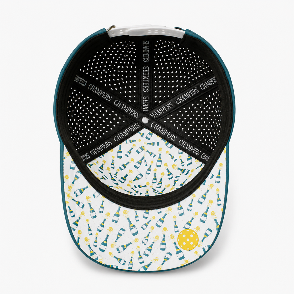 Champers dark green performance pickleball hat with rubber logo patch