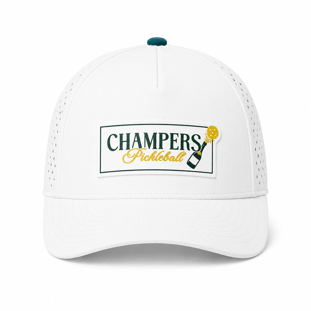 Performance Pickleball Hat Rubber Champers Logo White