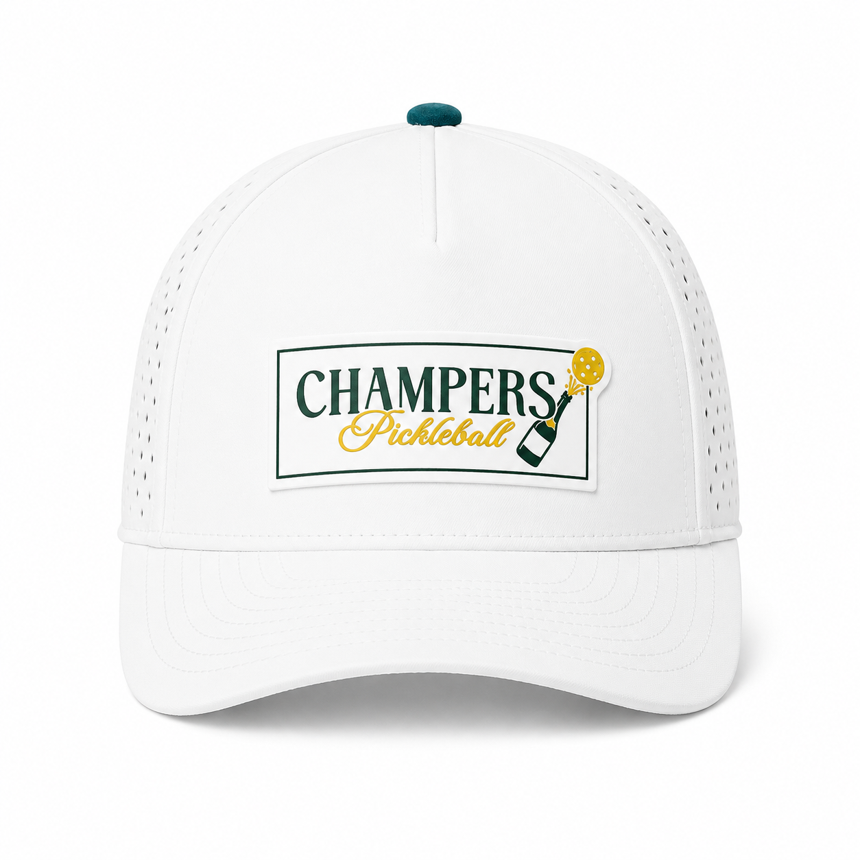 Performance Pickleball Hat Rubber Champers Logo White
