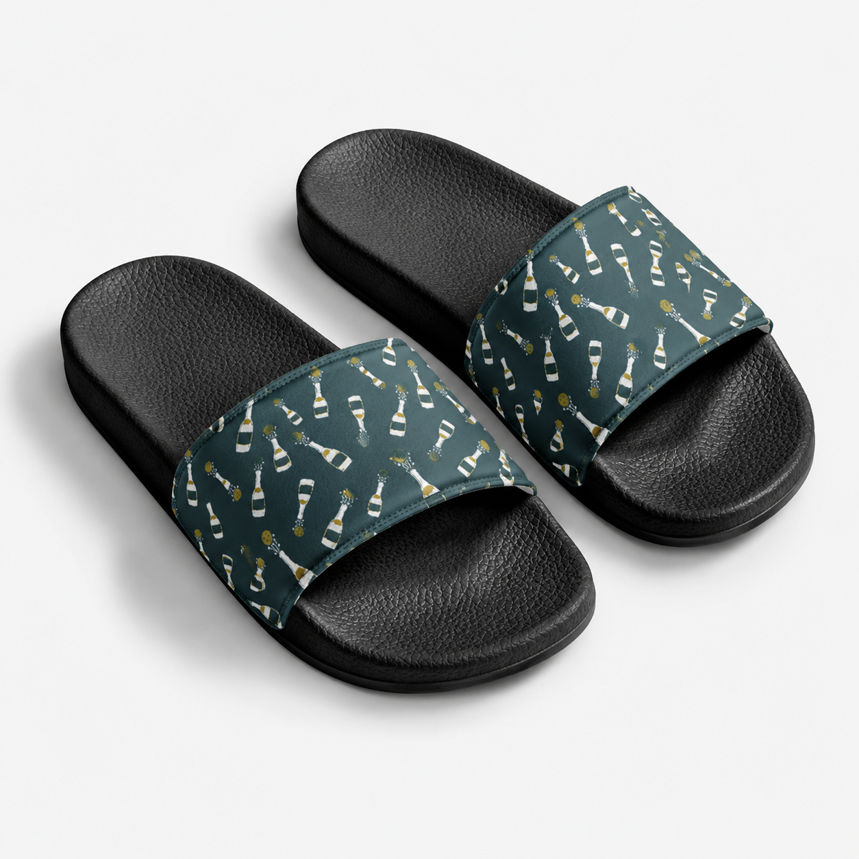 Cushioned faux leather strap; contoured footbed; PU outsole; handmade