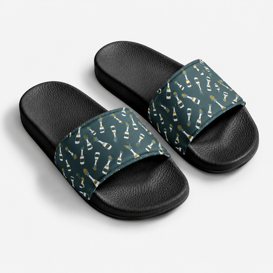 Cushioned faux leather strap; contoured footbed; PU outsole; handmade