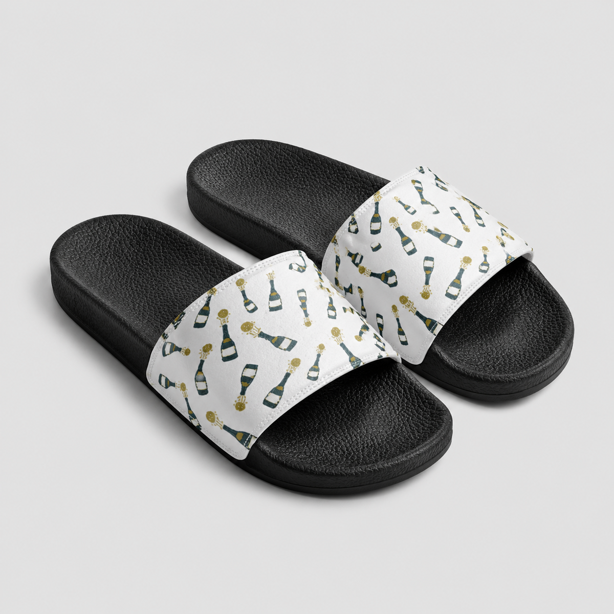 Cushioned faux leather strap; contoured footbed; PU outsole; handmade