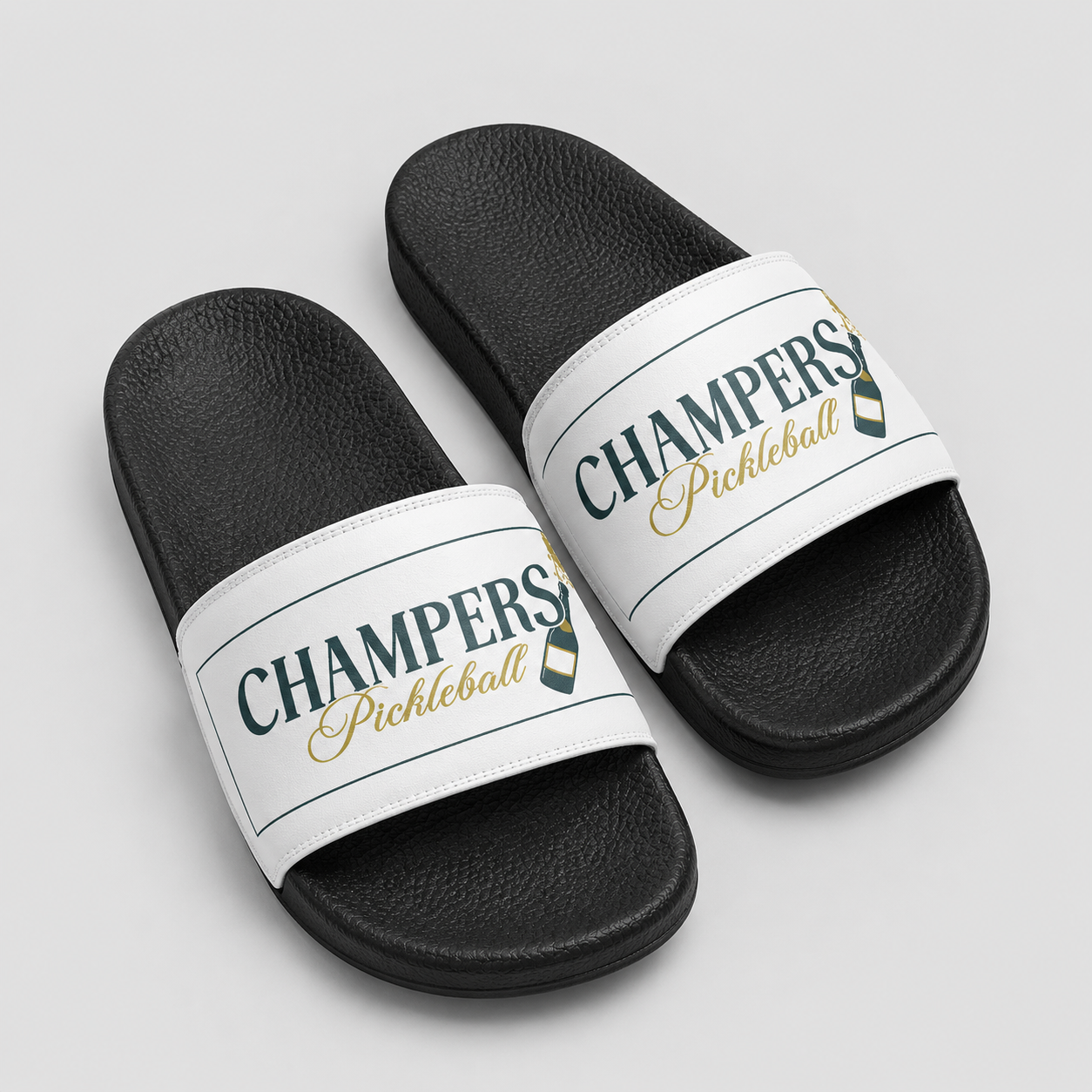 Cushioned faux leather strap; contoured footbed; PU outsole; handmade