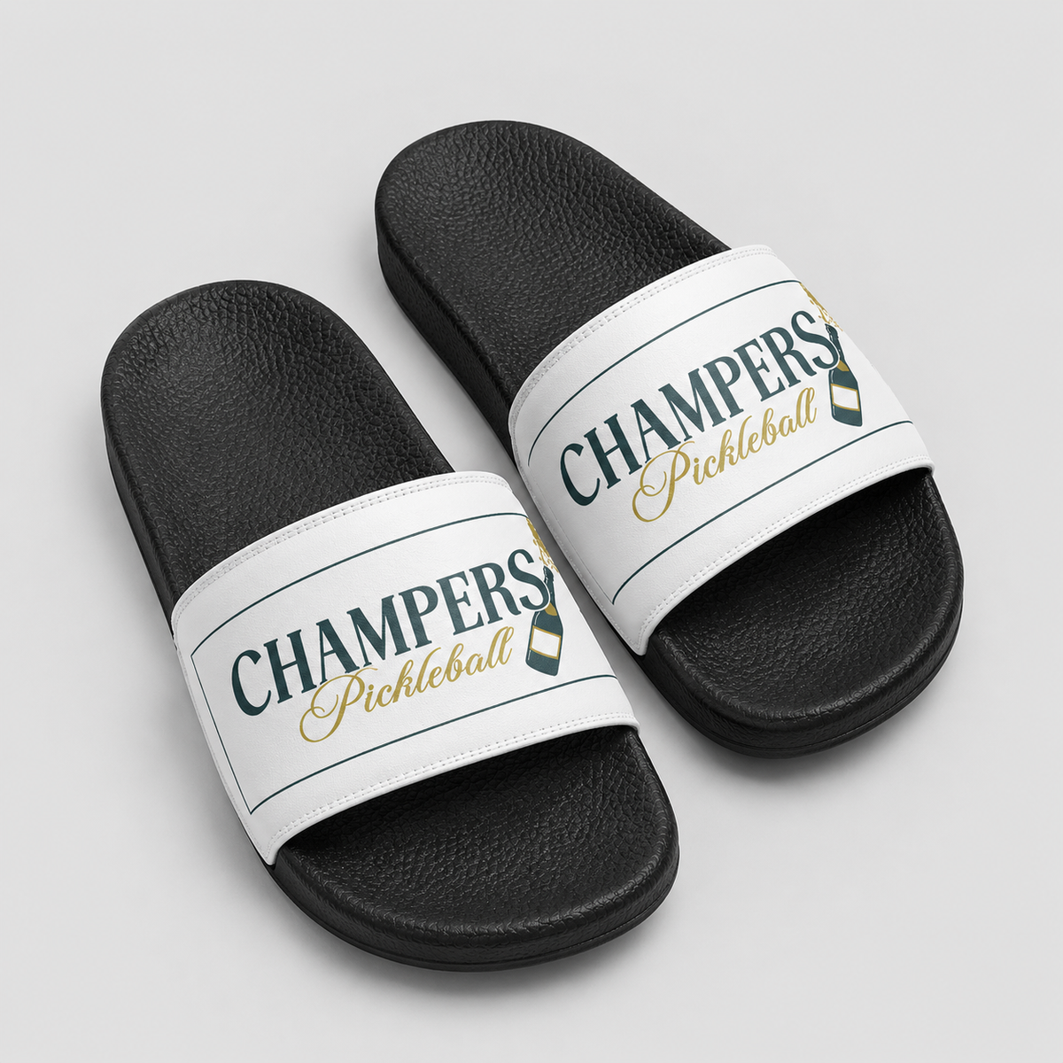 Cushioned faux leather strap; contoured footbed; PU outsole; handmade