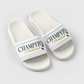 Cushioned faux leather strap; contoured footbed; PU outsole; handmade