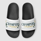 Cushioned faux leather strap; contoured footbed; PU outsole; handmade