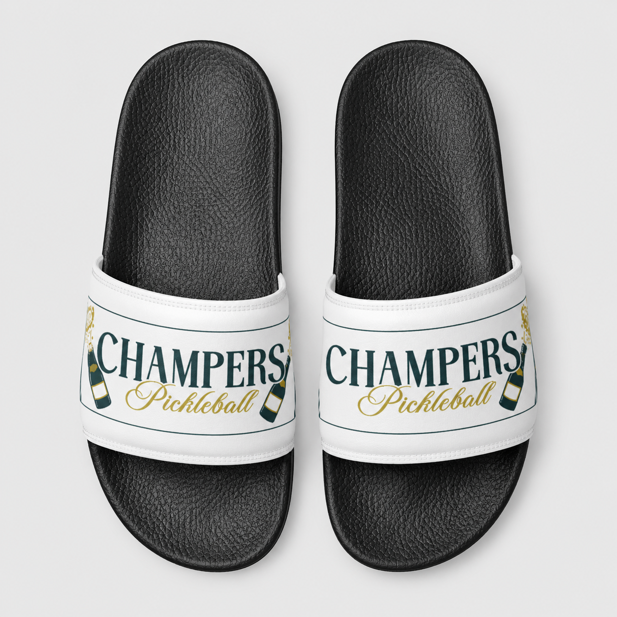 Cushioned faux leather strap; contoured footbed; PU outsole; handmade
