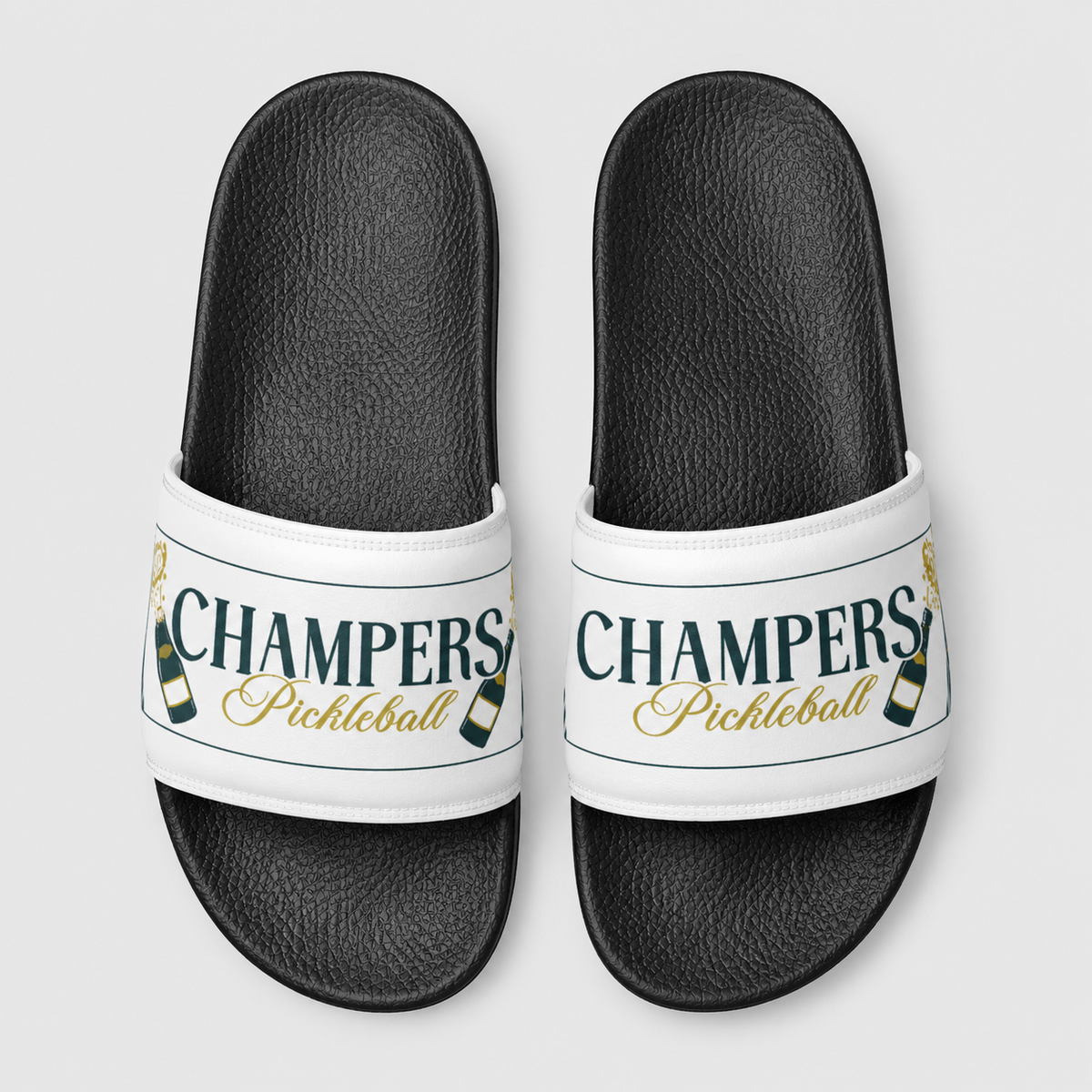 Cushioned faux leather strap; contoured footbed; PU outsole; handmade