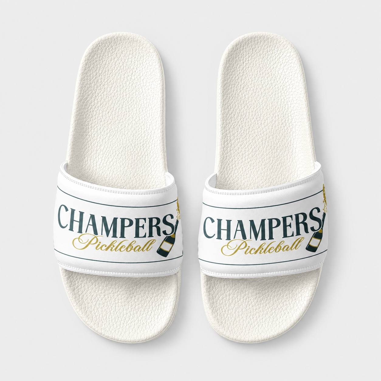 Cushioned faux leather strap; contoured footbed; PU outsole; handmade