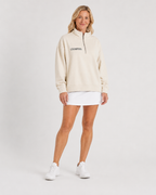 Champers heavy organic French terry quarter-zip pickleball pullover in parchment, view 3