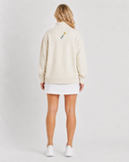 Champers heavy organic French terry quarter-zip pickleball pullover in parchment, view 2