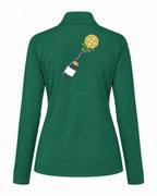 Champers women's quarter-zip pickleball pullover in green, view 3