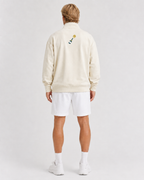 Champers heavy organic French terry quarter-zip pickleball pullover in parchment, view 6