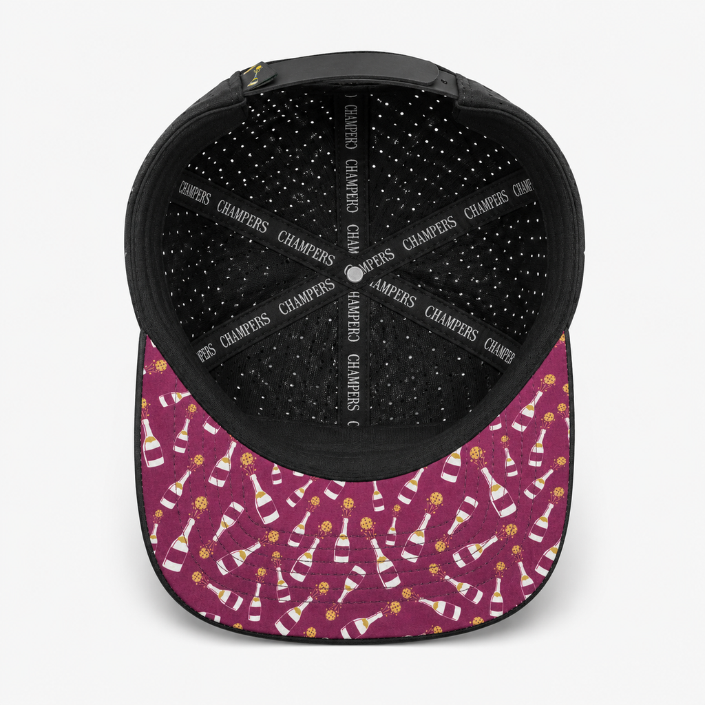 Champers Rubber Logo 5-Panel Hat – Black