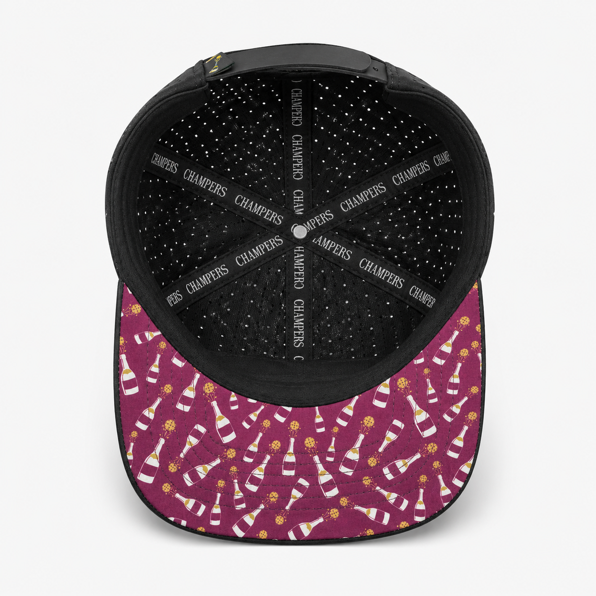 Champers Rubber Logo 5-Panel Hat – Black