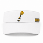 Champers white pickleball visor with rubber logo patch, open-top, front view