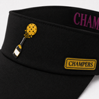 Champers black pickleball visor with rubber logo patch, view 4