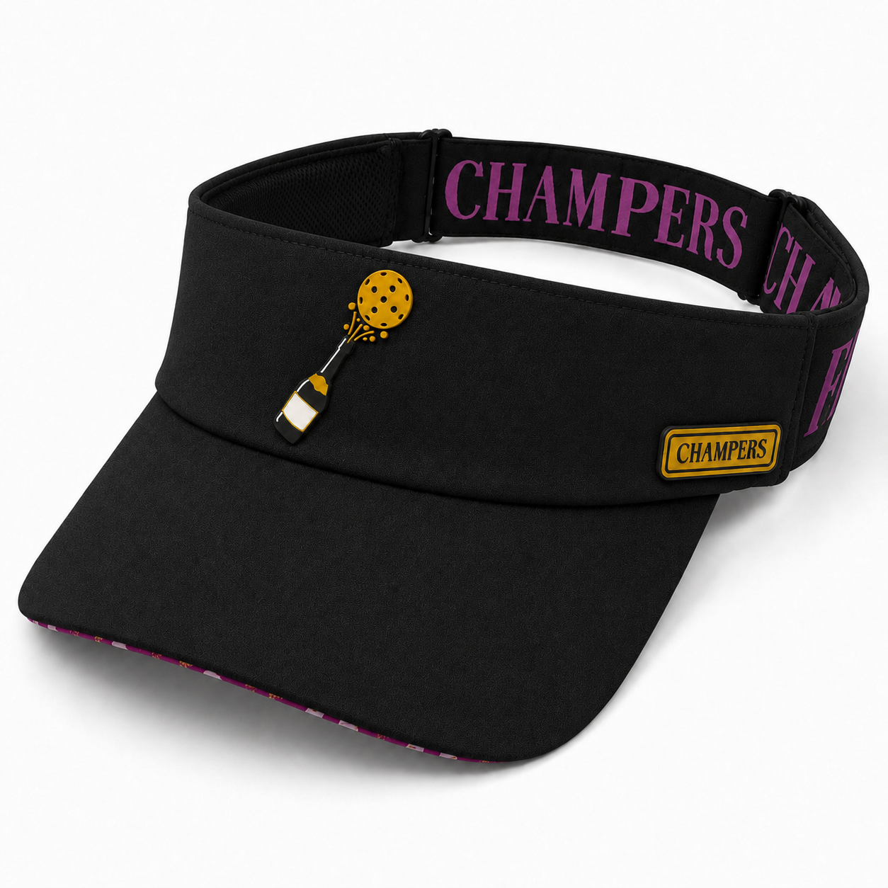 Performance Pickleball Visor Rubber Champers Logo Black