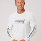 Champers white performance UV arm sleeves with logo, UPF 50 sun protection