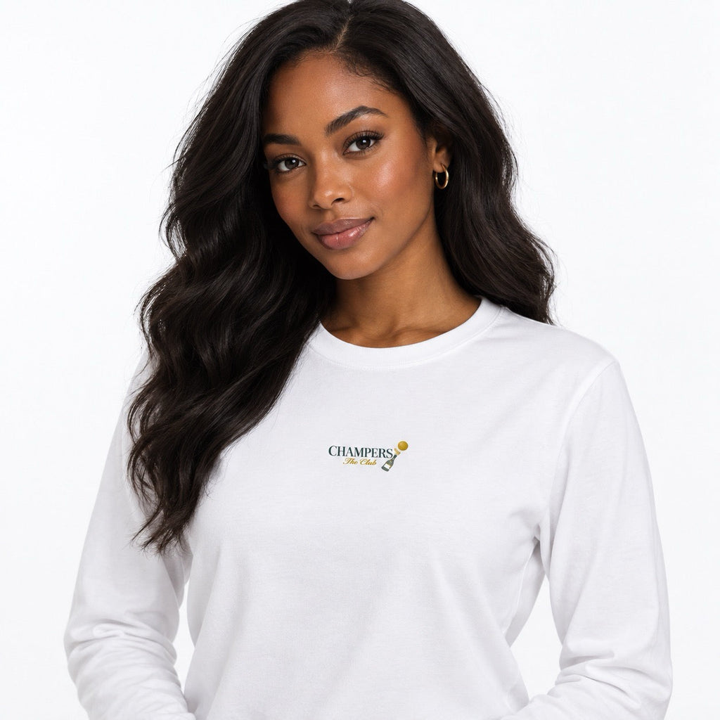 Champers The Club premium Supima cotton long sleeve, front view
