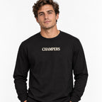 Champers premium Supima cotton long sleeve pickleball shirt in black, view 2