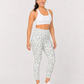 Champers women's Champagne Dreams pickleball leggings in white, high-waisted with pockets, front view