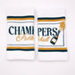 Retro-Style Double-Wide Wristbands Champers Logo White