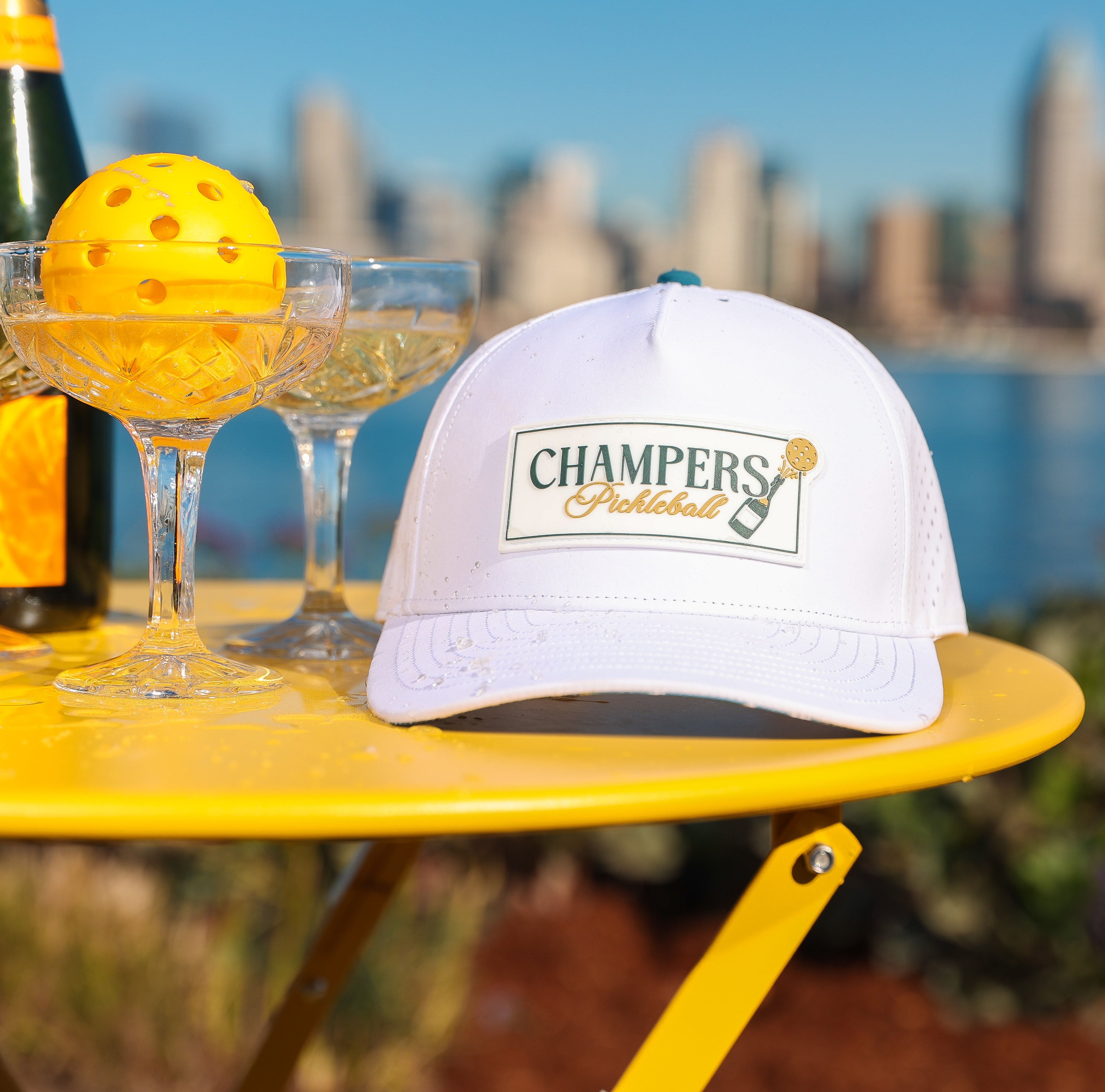 Performance Pickleball Hat Rubber Champers Logo White